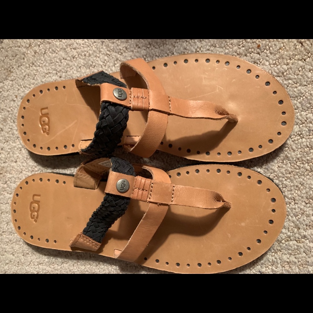 Ugg flip flop leather sandals new size 8